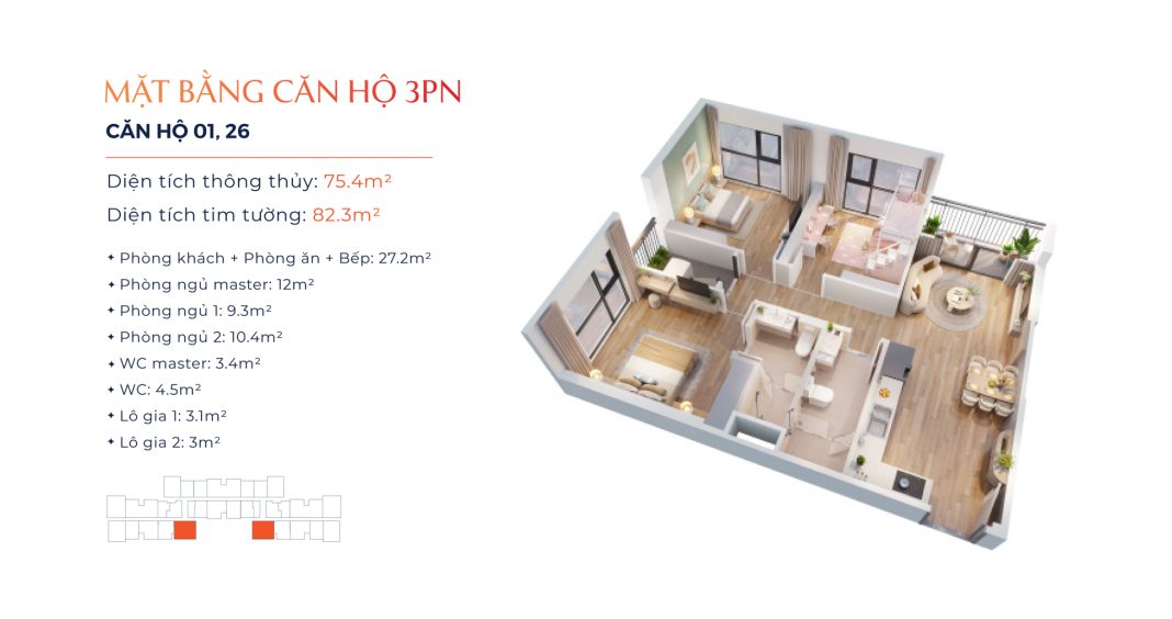 Mẫu căn hộ 3PN